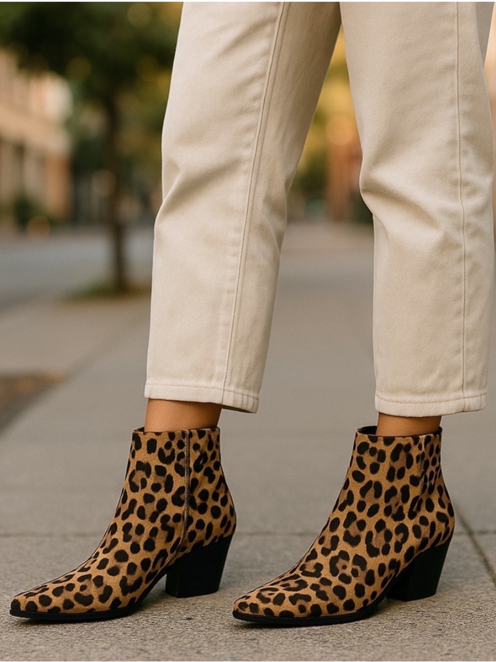 ANTONIO MELANI Leopard-Print Pony Hair Ankle Booties